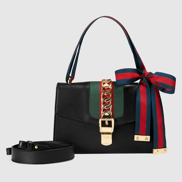 新作 ☆GUCCI グッチ スーパーコピー☆大人気！ローラさん愛用のシルヴィレザーバッグ ブラック 421882 CVLEG 8638